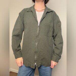 Y2K vintage american eagle full zip up army green textured jacket shirt grandpa